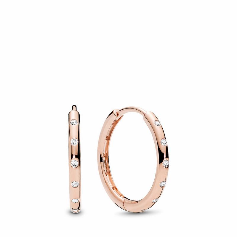 Pandora Rose™ Droplets Hoop Earrings - Pandora Rose/Cubic Zirconia - Canada | LN1199LK